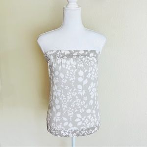 Y2K Old Navy Grey Floral Ruched Strapless Tube Top Blouse